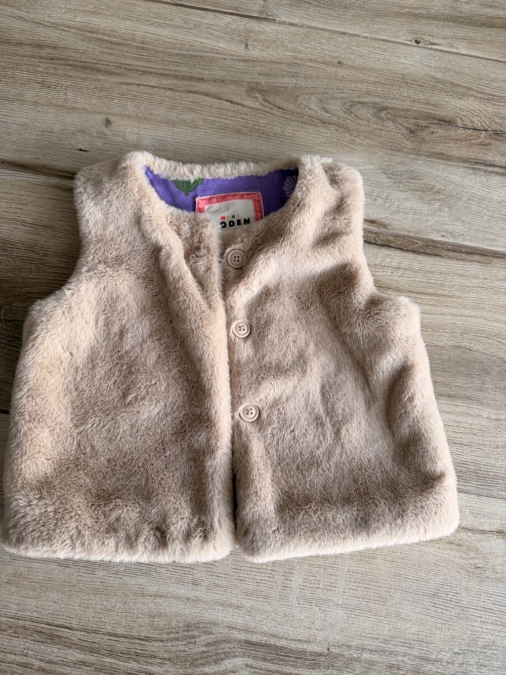 Boden Cream Faux Fur Girls Vest
